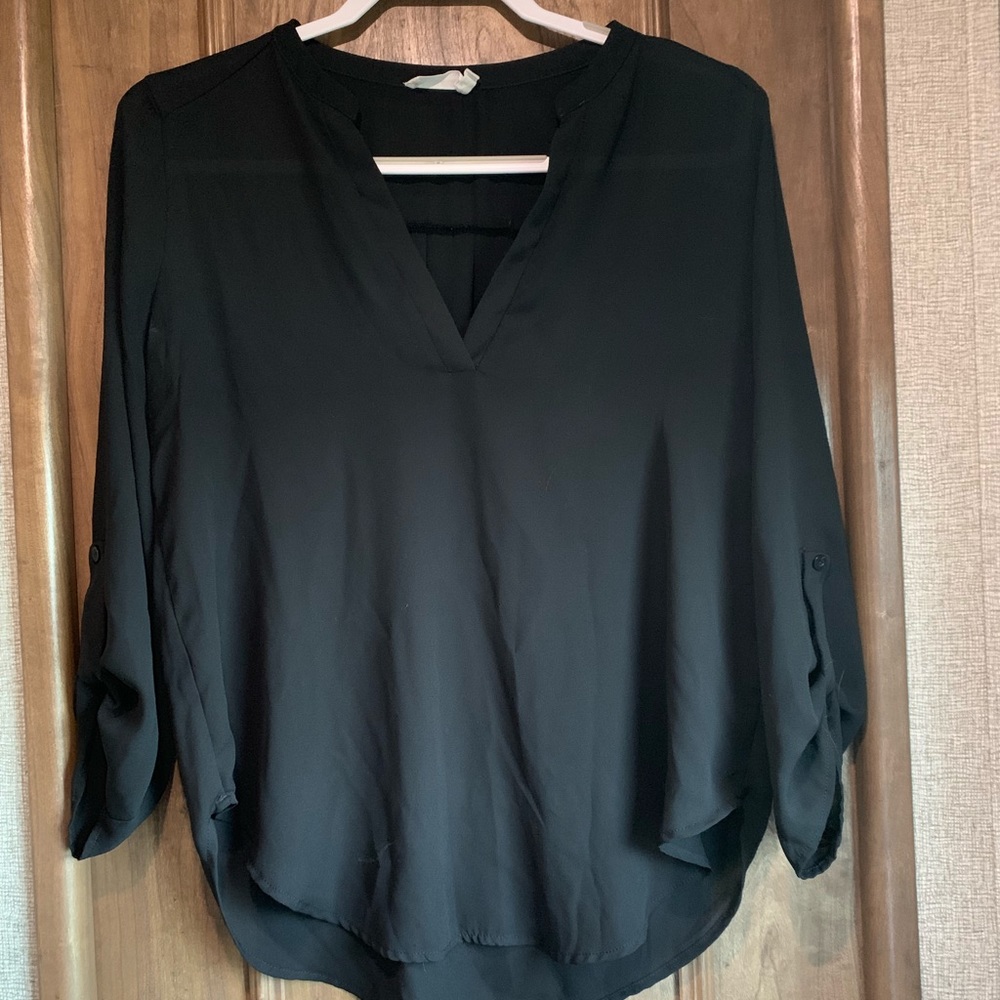 Black Sheer Blouse 3/4 Sleeve.